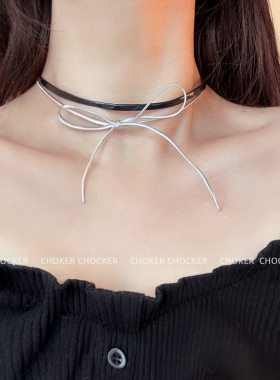 小众原创设计蝴蝶结双层颈链