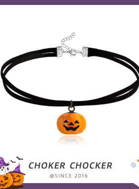 万圣节南瓜铃铛锁骨链