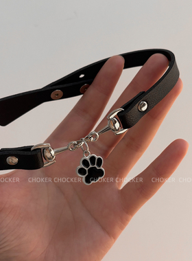 原创小狗爪choker皮质项圈
