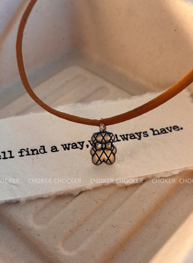 原创s925纯银饼干小熊咖色颈链