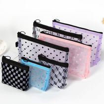 Cute Transparent Cashier Bag Mesh Yarn Zero Wallet Woman Mini Split Thickened Zipper Children Portable Stationery Small Bag ID Coins Small Card Packs Ins Travel Day Style Classified Small Wallet