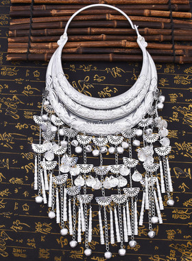异域风多层苗银铃铛流苏大项圈女