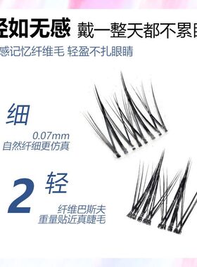 纯欲漫画无梗免胶假睫毛双尖太阳花麦穗超自然浓密上镜分段式新手