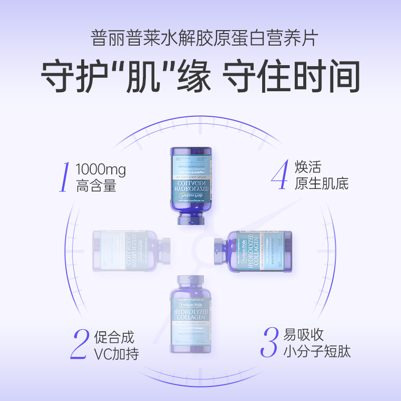 普丽普莱 进口collagen胶原蛋白片 美白内服原蛋白1000mg*180片 - 图1