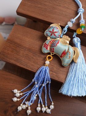 小马宋锦吊坠新中式流苏挂饰车挂