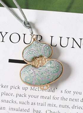 新中式古风 双面宋锦项链挂件 非遗手工首饰饰品