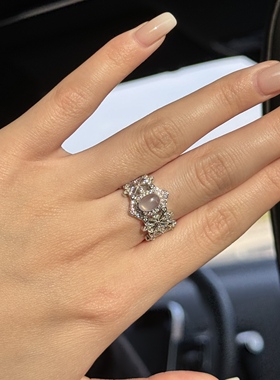 925纯银高冰蕾丝玉髓戒指