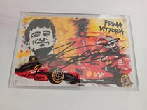 Le Claire Leclerc F1 Ferrari team pro-pen signature card crystal photo frame mounted