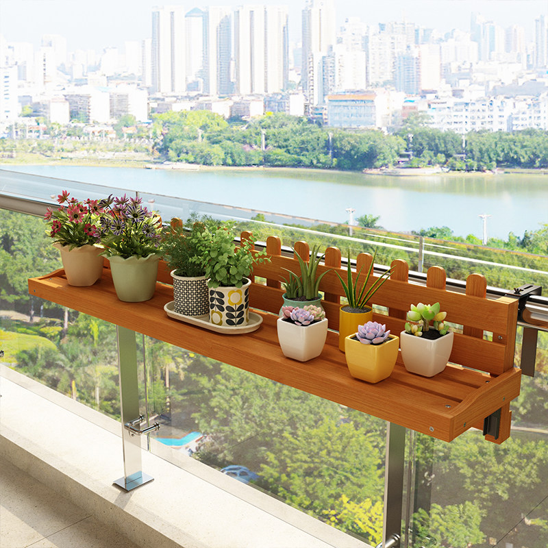 悬挂式花架置物架阳台护栏花盆架户外扶手栏杆实木多肉植物摆放架,淘宝优惠券,粉丝福利购,淘宝优惠卷