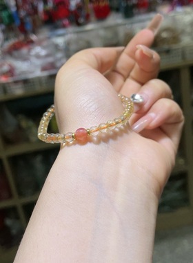 天然黄塔晶手链女款单圈时尚百搭饰品礼物送女友闺蜜5mm