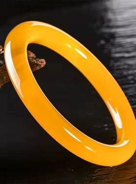 天然保真黄玉髓玛瑙手镯女款玉镯子送女友闺蜜生日礼物