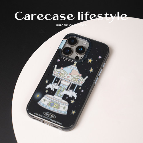 CARECASE 透黑彩点旋转木马手机壳 适用于苹果iPhone17 16 15 14 Pro Max 原创设计童趣 可爱有趣 高级小众 - 图1