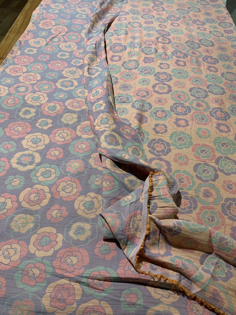 【新品】复古民族风双层纱布面料2.5米宽幅纯棉布料定做床单被套