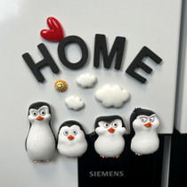 Penguin fridge in Madagascar with cute cartoon magnetic sticker stereo magnetic sticker into the door-hole plate decoration