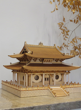 新中式风木质古建筑成品酒店模型