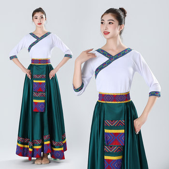 New Tibetan swing skirt ຂະຫນາດໃຫຍ່ຂອງທິເບດການປະຕິບັດ costume square dance ຊົນເຜົ່າ skirt ສິນລະປະຜູ້ສະຫມັກປະຕິບັດ skirt ຍາວ