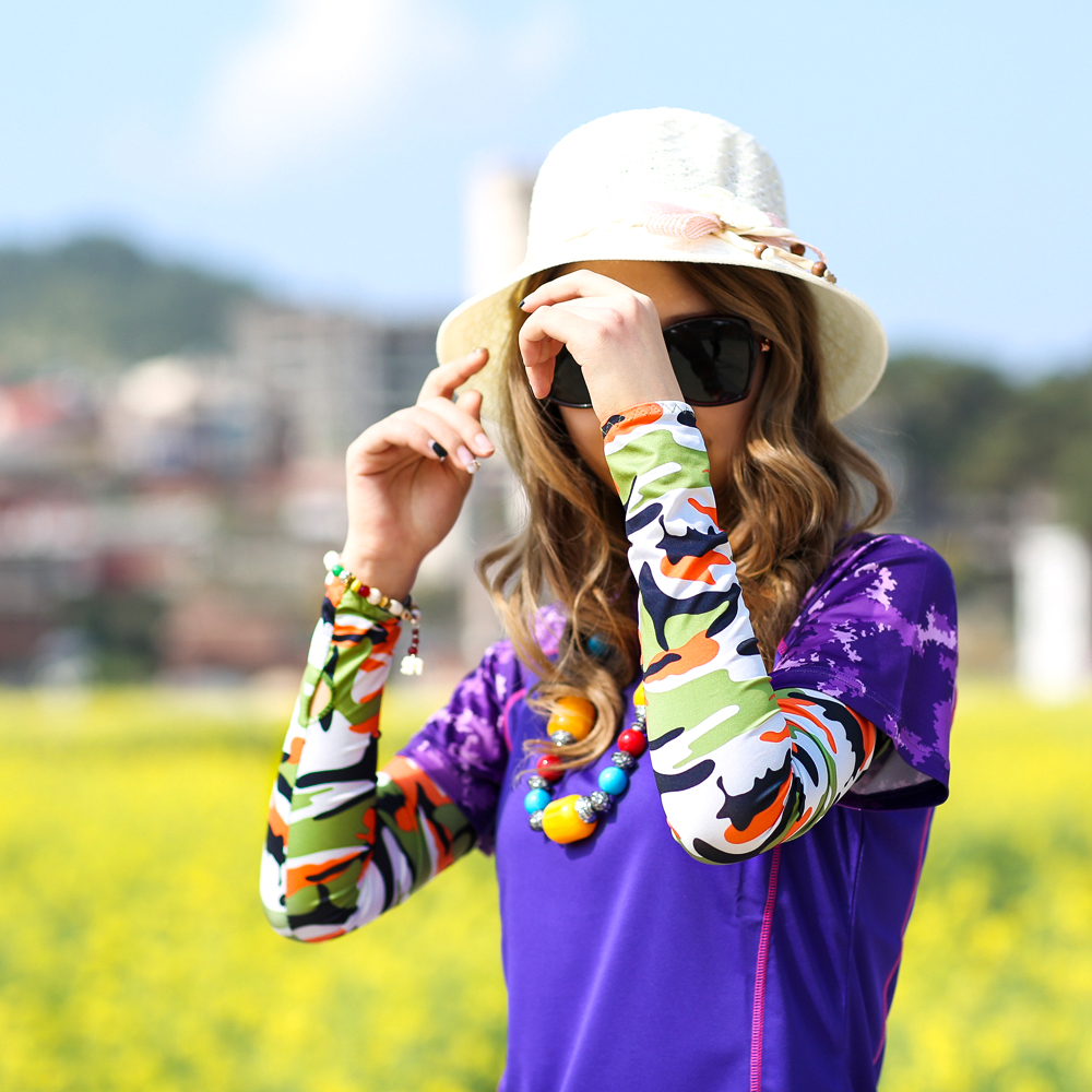 户外冰爽防晒袖套女薄长款开车骑行登山徒步袖子冰丝套护臂袖夏季 - 图2