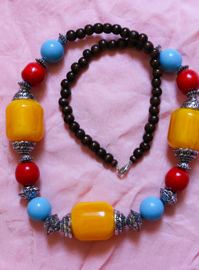 复古民族风项链短款女佛珠挂饰