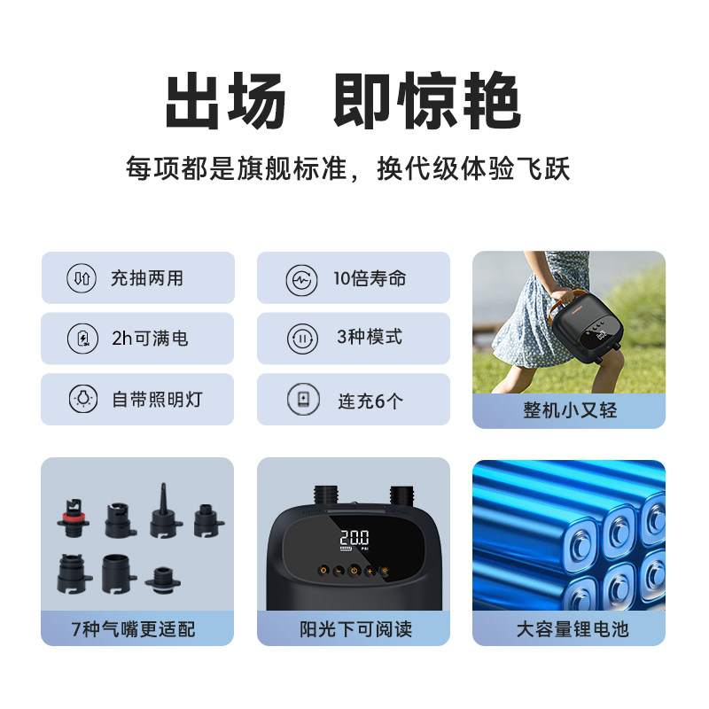 AIRBANK小河豚电动充气泵充气帐篷户外露营便携桨板打气泵D13PRO,淘宝优惠券,粉丝福利购,淘宝优惠卷