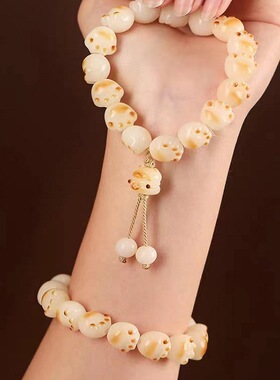 炭烧猫爪菩提根手链女白玉菩提子