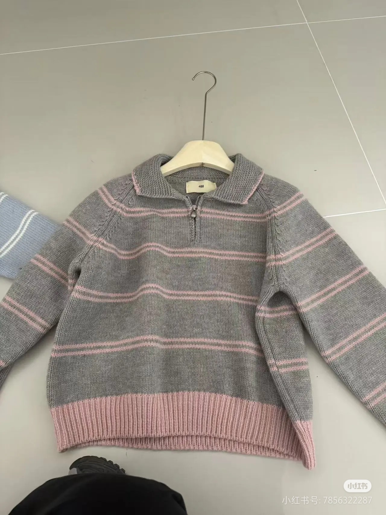 韩系polo领条纹套头毛衣女秋冬宽松翻领半拉链软糯减龄针织衫上衣,淘宝优惠券,粉丝福利购,淘宝优惠卷