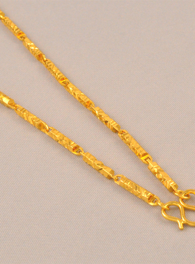 48cm长13克素链男女款镀24K金色项链锁骨链简约百搭竹节实心颈链