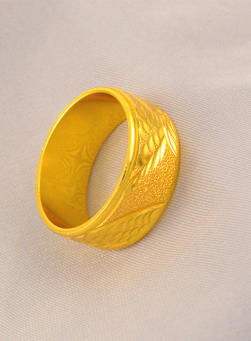 9mm宽闭口龙戒情侣对戒镀24K金色结婚嫁妆订婚求婚戒指送男友老公