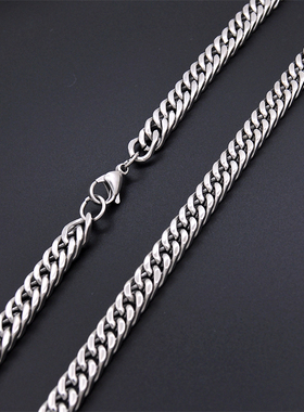 简约仿真铂金蛇骨嘻哈马鞭项链