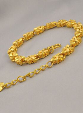 10.4克小众设计精致小巧镀24K金色磨砂兔头手链仿黄金手链送女友