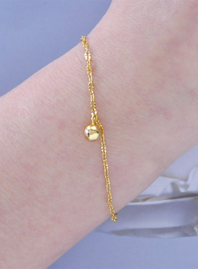 新款唇形链单颗圆珠手链女款镀24K金色日常百搭通勤高级感素手链