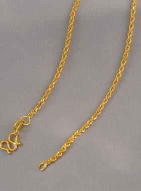 可穿吊坠镀24K金色麻花项链男女