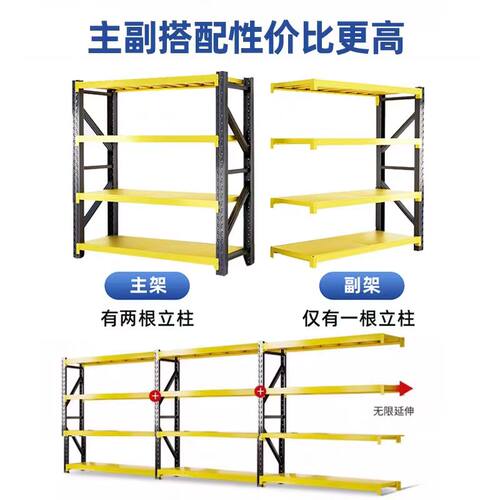 新疆乌鲁木齐黑黄色仓库货架置物架多层家用快递车库收纳储物架子 - 图1