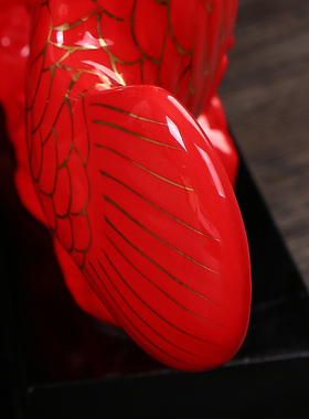 陶瓷招财富贵红金龙鱼摆件工艺品