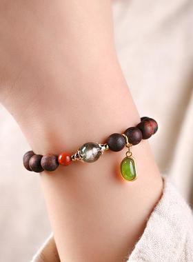 降真香女款手链手串8MM精美设计款绿幽灵南红配饰佛珠念珠手串