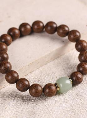金丝檀DIY创意编织玉石混搭念珠10mm佛珠单圈森系手链文玩男女款