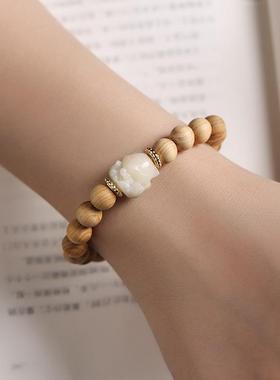 崖柏木念珠手串8mm佛珠搭风化菩提萌猫爪九尾狐隔珠单圈森系手链