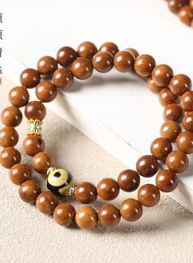 甄选原创原生态高油高密库克菩提搭复古藏式三眼天珠玛瑙双圈手链