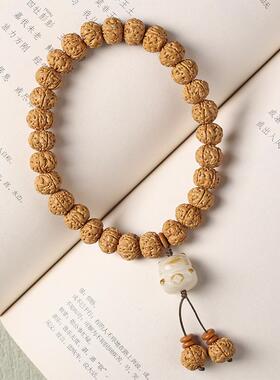 原创金刚菩提提珠手串风化菩提雕笑口常开弥勒佛可爱小福猫手串