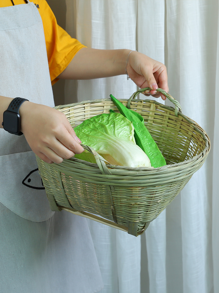 竹编双耳箩竹制品大号提篮沥水篮蔬菜篮竹篮子竹筐收纳篮农家竹篓 - 图1