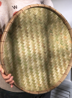 铜丝扎边全竹青编织簸箕
