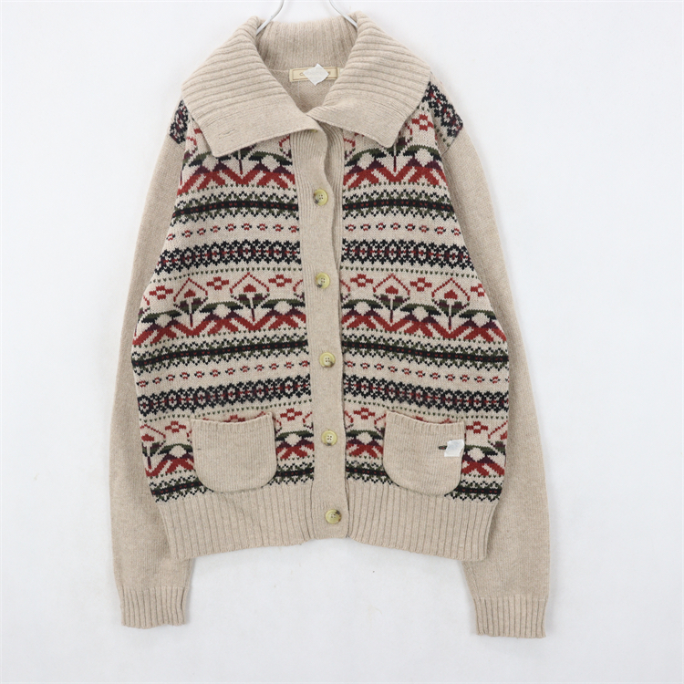 古着Vintage毛衣中古日系小鳄刺绣徽章学院风毛衣A40 - 图3