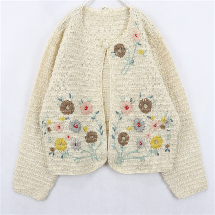 古着毛衣vintage复古手工编织重磅立体钩花羊毛开衫小清新甜美B60,淘宝优惠券,粉丝福利购,淘宝优惠卷