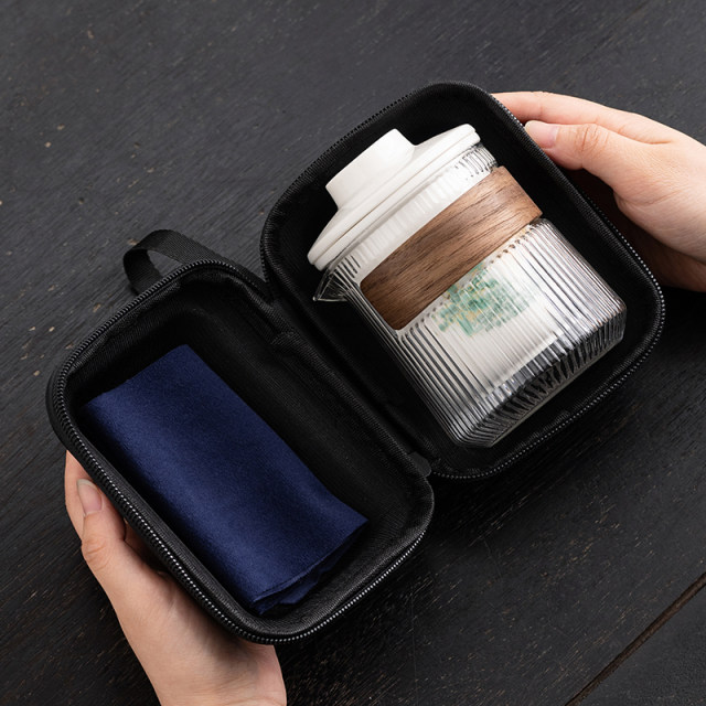 Glass portable quick cup mutton fat jade porcelain travel tea set carry-on bag set outdoor Kung Fu tea cup teapot