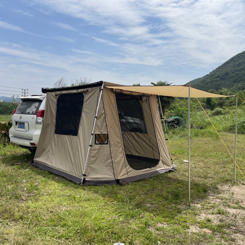 户外黑胶车边帐天幕侧帐篷越野遮阳棚露营房车载防雨防晒汽车天幕 - 图2