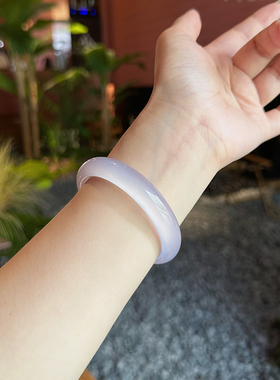 天然淡紫玉髓手镯冰种玛瑙