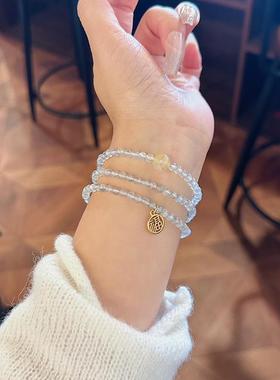 天然灰色月光石手链女拉长石手串