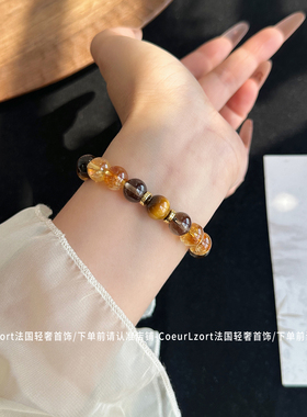 天然黄水晶手串女招财转运珠