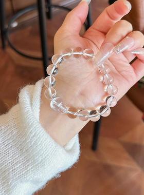 天然巴西白水晶手链女原矿全净体