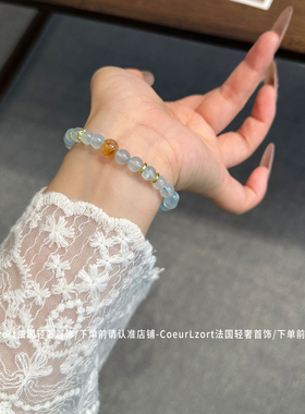 天然海蓝宝手串6mm小米珠水晶