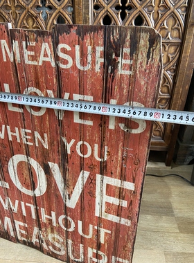 外贸孤品美式复古love英文标语木板画红色做旧标语木牌咖啡店软装